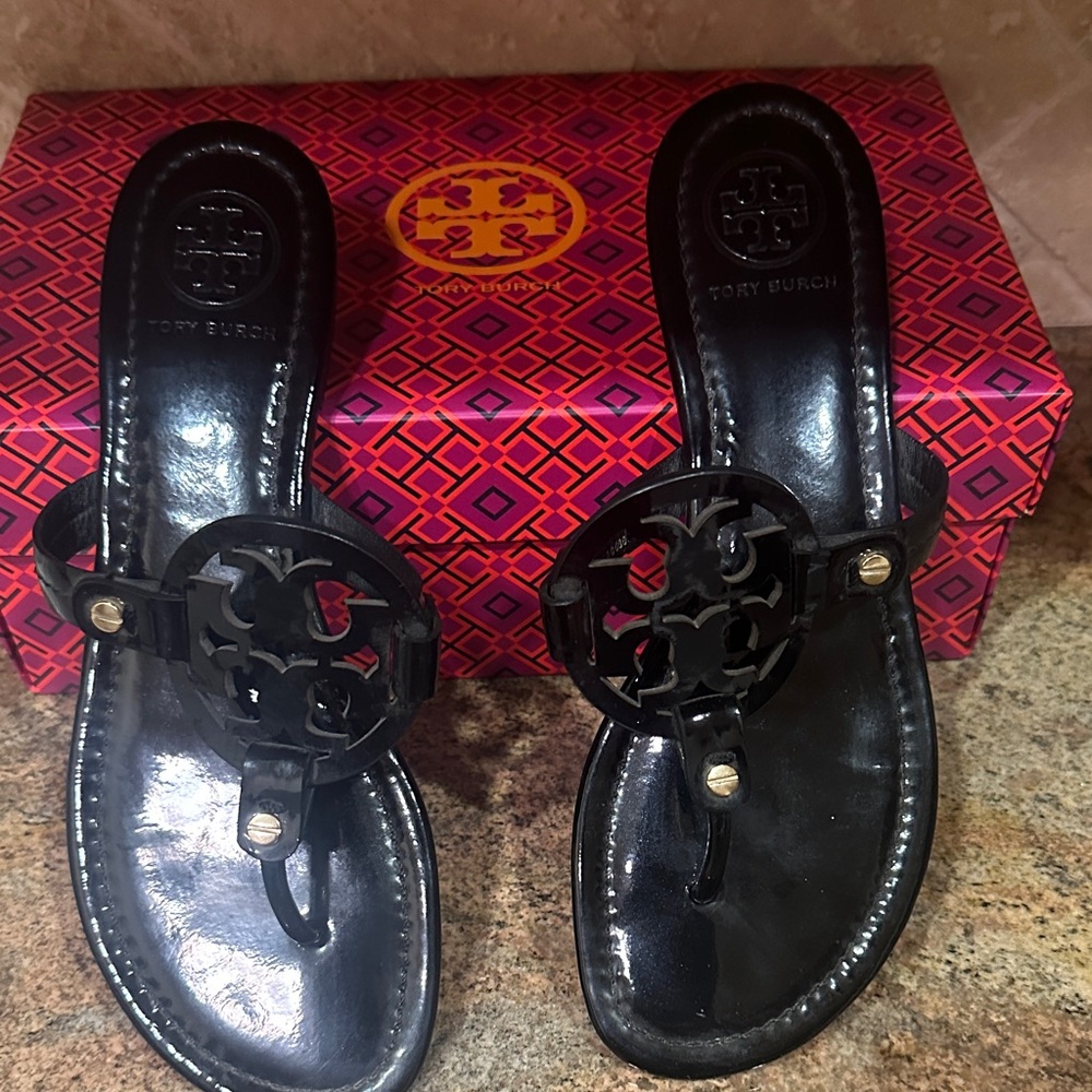 Tory Burch Miller Black Logo Sandals